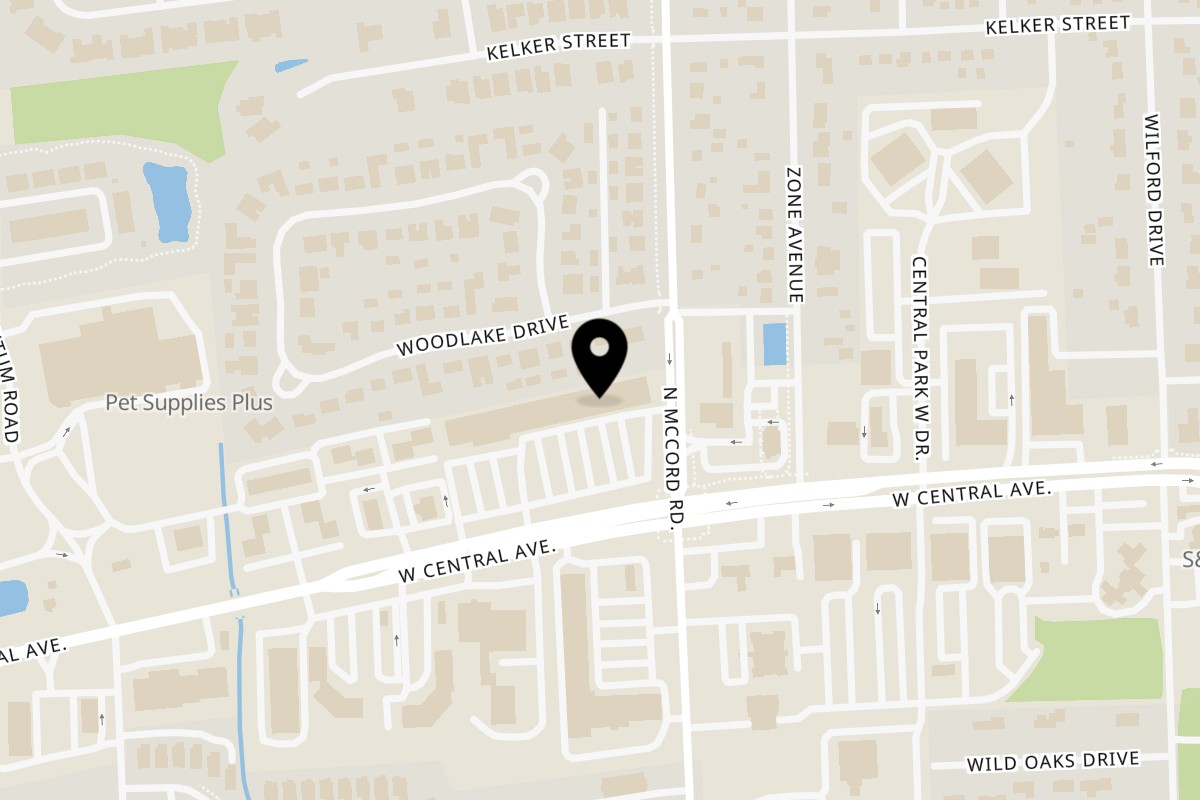 Map showing the location of Tiger Bakery & Deli Central Ave on 6710 Central Ave #8 in Toledo
